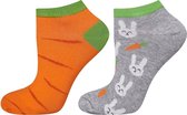vrolijke enkelsokken Konijn Wortel maat 35 - 39 twee verschillende sokken