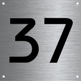 RVS huisnummer 12x12cm nummer 37