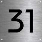 RVS huisnummer 12x12cm nummer 31