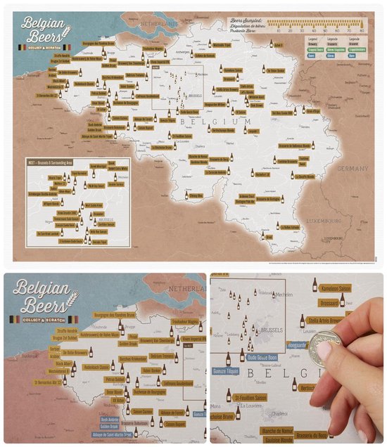 Kraskaart - Scratch Map - Belgische Bieren