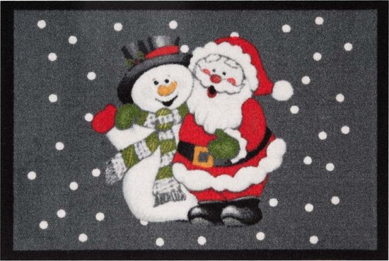 Deurmat sneeuwpop en kerstman Wasbaar 30°C 40x60 cm