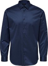 Selected Homme Heren Overhemd Fine Twill Donkerblauw Slim Fit - S