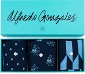 Alfredo Gonzales Heren Sokken Giftbox 3 Paar Blauw - S