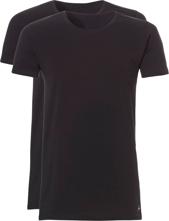 Ten Cate Basic T-shirt Zwart Ronde Hals Slim Fit 2-Pack - M