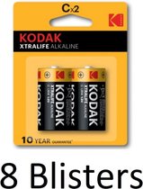 16 Stuks (8 Blisters a 2 st) Kodak XTRALIFE alkaline C/LR14