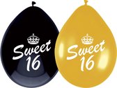 Ballon Sweet 16 zwart-goud 6 stuks