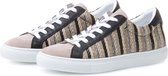 KUNOKA Camille raffia black - Sneakers Dames - maat 37 - Wit Zwart Ivoor