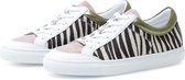 KUNOKA Gabrielle zebra green - Sneakers Dames - maat 41 - Wit Zwart Groen Zebraprint