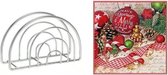Servettenhouder met kerst servetten in kerstsfeer 33 x 33 cm - Servethouders/servettenhouders - Servetten - Kerstdiner tafeldecoratie versieringen