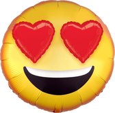 AMSCAN - Aluminium emoticon ballon met hartjes ogen - Decoratie > Ballonnen