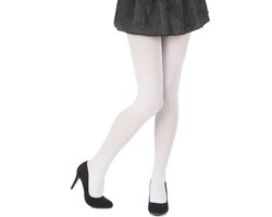 Vegaoo Witte ondoorzichtige panty - 100% nylon voor volwassenen