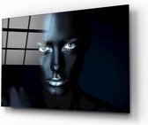 Schilderij - Glas Vrouw Portret Home Decoratie Glas - Multicolor - 46 X 72 Cm Glas Schilderij | Vrouw | Portret | Home | Decoratie | Wanddecoratie | Foto Op Glas | 72x46 Cm | 4 Mm