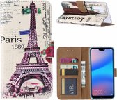 Ntech Huawei P30 Pro Eiffeltoren (1889) Boek hoesje met Pasjesruimte