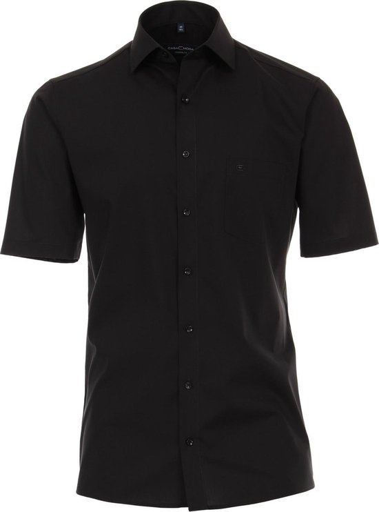 Casa Moda Chemise unie noire à manches courtes Kent Modern Fit - 42