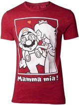 Nintendo Super Mario Heren Tshirt -2XL- Peach Kiss Rood