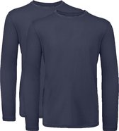Senvi 2 pack T-Shirt Lange Mouwen Biologisch Katoen - Blauw – XL