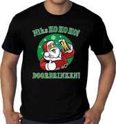 Grote maten fout Kerst t-shirt - bier drinkende kerstman - niks HO HO HO doordrinken - zwart voor heren - kerstkleding / kerst outfit 3XL