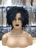 Pruiken dames/ Synthetic fiber black jerry curl no lace wig-Kerry