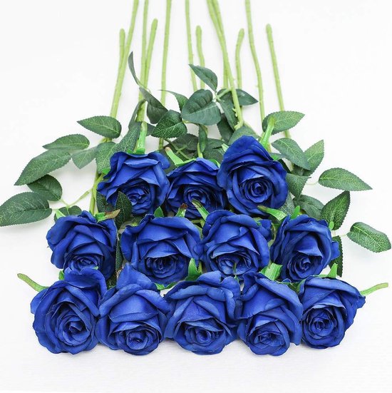 mooi Voorstellen Tien jaar Boeket kunstrozen 12 stuks 50cm | Kunst rozen blauw van zijde | Ideaal voor  knutselen,... | bol.com