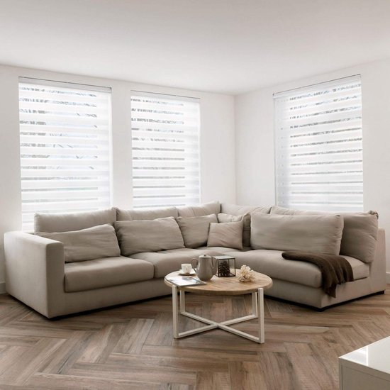 Store double enrouleur Sol Royal - montage sans perçage ni vis - SolDecor DK9 blanc 220x120cm