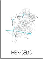DesignClaud Hengelo Plattegrond poster  - A3 + Fotolijst wit (29,7x42cm)