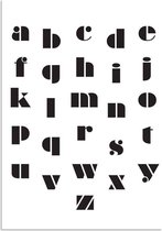 DesignClaud ABC Poster - Abstract - Alfabet poster - Kinderkamer poster Zwart wit A3 + Fotolijst wit