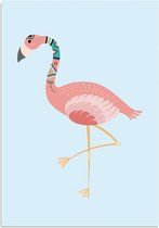 DesignClaud Flamingo - Indianen stijl - Tribal A3 + Fotolijst wit