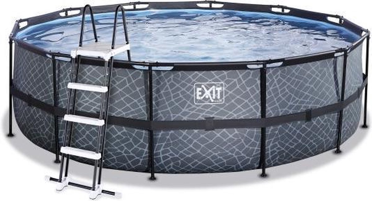 Exit Stone Zwembad Ø450x122cm Met Zandfilterpomp - Grijs