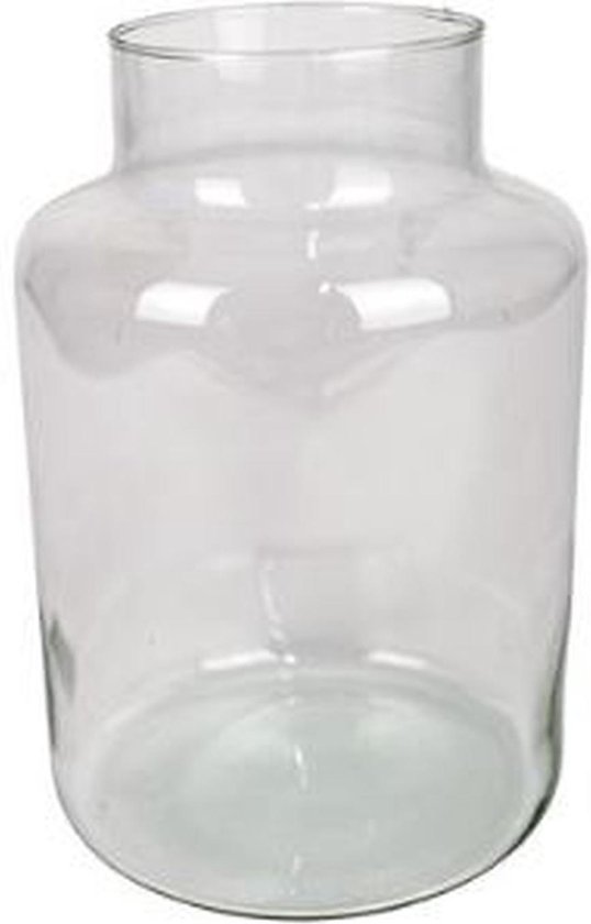 Glazen melkbus - gerecycled glas - h25 x d17 | bol.com