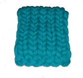 TURQUOISE 60 x 80 cm - Wollen deken / babydekentje / kleed XXL merino wol HANDGEMAAKT