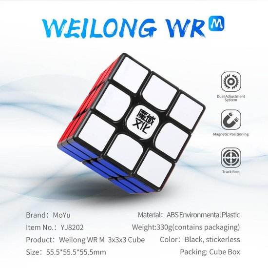 Thumbnail van een extra afbeelding van het spel MoYu Weilong WRM Stickerloos - Magnetische Speedcube van het Huidige Wereldrecord!