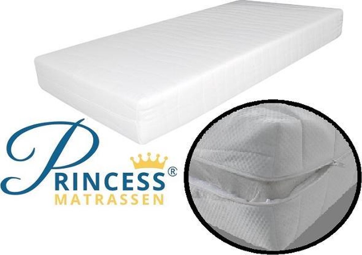 Princessmatrassen Princess Kindermatras HR40 Koudschuim -80x200x17-cm- Anti-allergische wasbare hoes met rits Wit