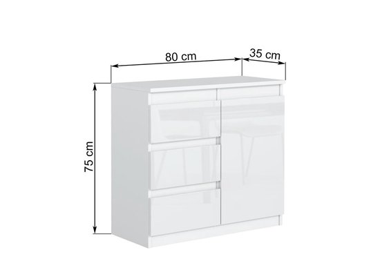 Pro-meubels - Dressoir Milton - Mat zwart - 80cm - Commode - Promeubels