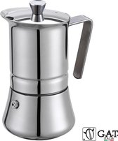 G.A.T. Italia Pratika RVS 6 kops - Percolator - 300ml - Inductie - Made in Italy
