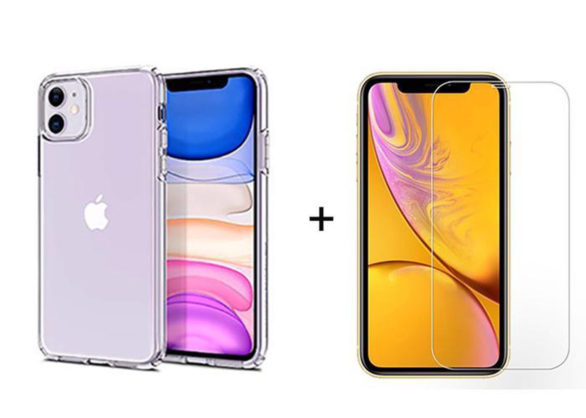 iPhone 11 hoesje transparant siliconen case hoesjes cover hoes - 1x iPhone 11 Screenprotector