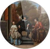 Portret van Adolf en Catharina Croeser aan de Oude Delft | Jan Steen  | Rond Plexiglas | Wanddecoratie | 90CM x 90CM | Schilderij | Oude meesters | Foto op plexiglas