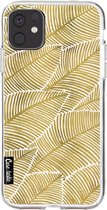Casetastic Apple iPhone 11 Hoesje - Softcover Hoesje met Design - Tropical Leaves Gold Print