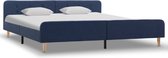 Bedframe Blauw Stof (Incl LW Led klok) 180x200 cm - Bed frame met lattenbodem - Tweepersoonsbed Eenpersoonsbed