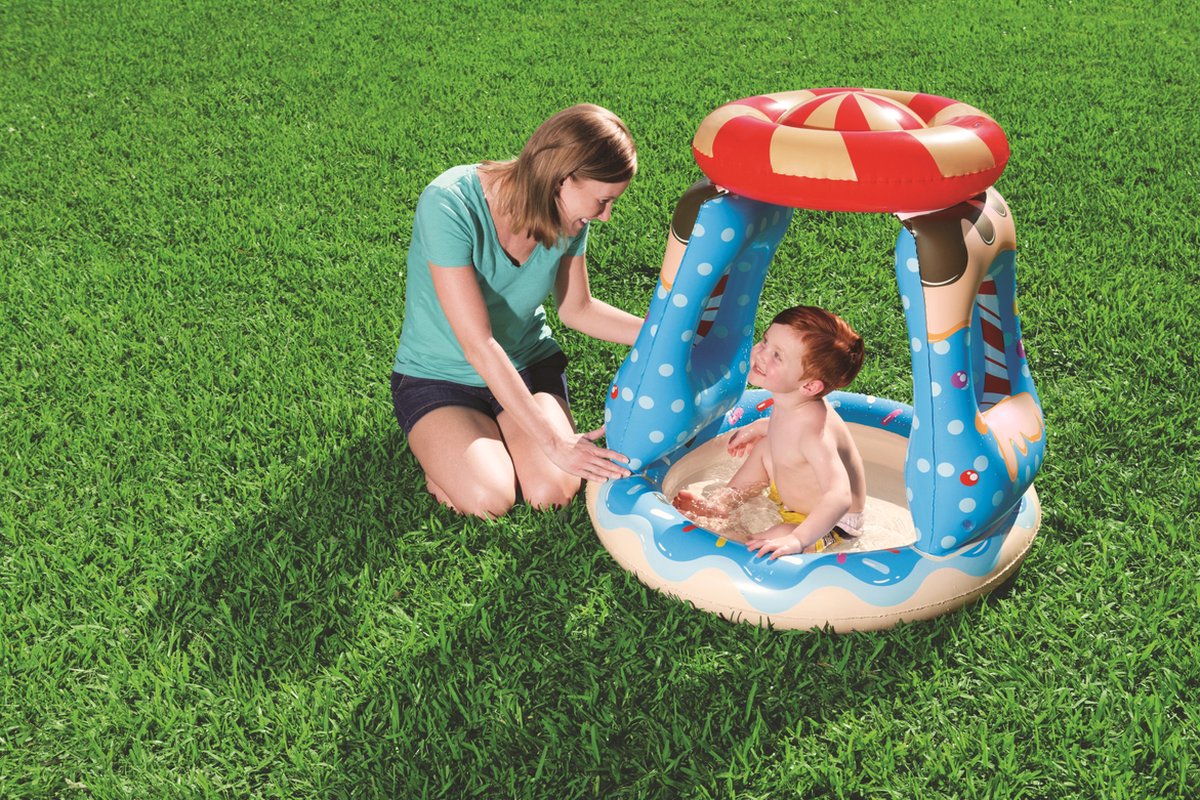 Bestway Candyville Zwembad - Peuterzwembad - Vanaf 2 Jaar - Zonnedak - Zachte Bodem - 91x91x89 cm — afbeelding 4