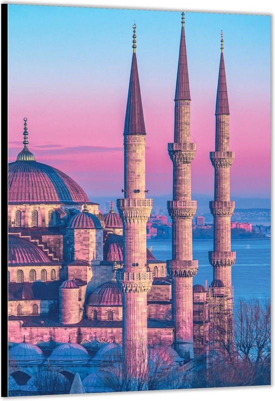 Dibond –Sultan Ahmed Moskee Istanbul– 60x90cm Foto op Aluminium (Wanddecoratie van metaal)