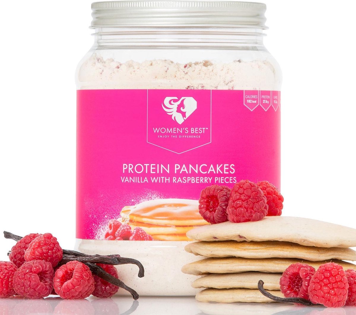 Women's Best Protein Pancakes - Eiwitpannenkoeken / Pannenkoekenmix - Vanille en Framboos - 500 gram