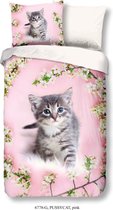 Good Morning Dekbedovertrek Pussycat - 140x200/220 -Baby Kat/ Kitten - Roze