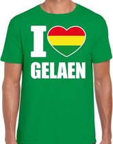 Carnaval t-shirt I love Gelaen voor heren - groen - Geleen - Carnavalshirt / verkleedkleding S