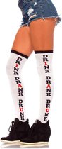 Leg Avenue Overknee sokken Drinking & Drunk Wit