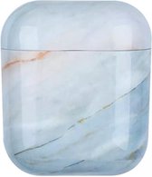 AirPods cover - marmer - hard cover case - Blauw - Geschikt voor Apple AirPods - beschermdoos - AirPods hoesje - handige gadget