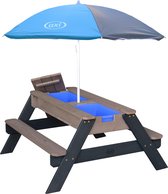 AXI Nick Zand & Water Picknicktafel in Antraciet/Grijs - Parasol Grijs/Blauw - FSC Hout - Picknick tafel voor kinderen van hout