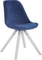 Stoel - Eetkamerstoel - Design - Fluweel - Blauw/wit - 48x56x84 cm
