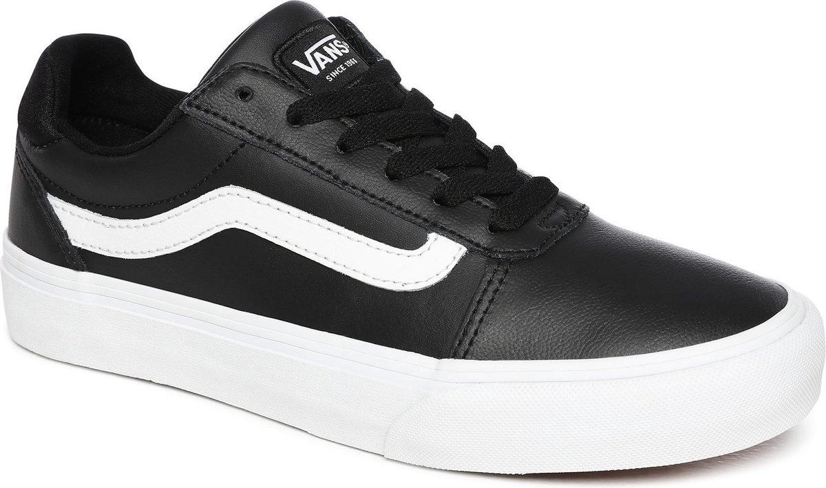 black and white vans black laces