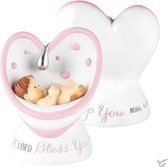 Beeldje - Baby - 12,5cm - The Lord bless you and keep you - Pink - Christelijk, Bijbel