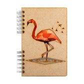 KOMONI - Duurzaam houten Bullet Journal - Gerecycled papier - Navulbaar - A5 - Stippen -   Flamingo